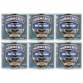6X Hammerite Hammered Black Paint 250ml Tin Paint